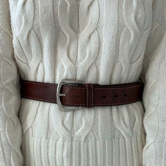 Vintage Pine Brown 100% Leather Made in USA Western Waist Belt Sz M - Picture 2 of 4